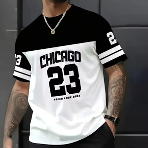 T-shirt homme décontracté tendance mode de rue à manches courtes haut tricoté 100% coton taille créative 23 motif de sublimation imprimé - Product Image 1