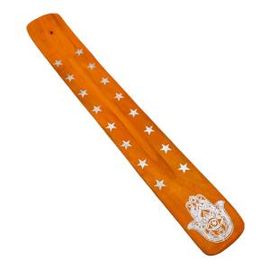 Soporte de incienso de madera amarillo hecho a mano DISEÑO DE Hamsa receptor de cenizas para el hogar fragancia meditación decoración difusor de aromaterapia directo - Product Image 5