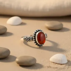 แหวนเงินแท้ 925 ประดับพลอยคาร์เนเลียน สำหรับผู้หญิง เครื่องประดับคริสตัลสุดหรู - Product Image 2