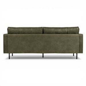JKM Two Seat Minimal Leather Sofa <b>Distressed</b> Finish | Modern Villa Hotel Living Room Seating | Soft Cushion Custom <b>Top</b> Grain - Product Image 3