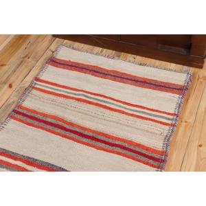 พรมตุรกี, พรมวินเทจขนาด 2.8x9.7 ฟุต, พรมคิลิมสีแดงขอบสีเทา - Product Image 5