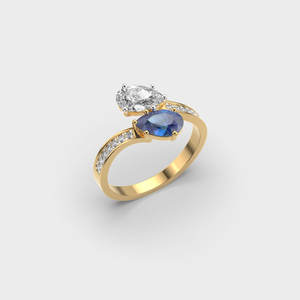 Elegant oval cut blue stone diamond <b>ring</b> <b>for</b> <b>women</b> engagement jewelry in silver gold rose gold white gold moder design style <b>set</b> - Product Image 5
