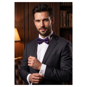 Chemise de smoking pour marié avec col à revers, double boutons de manchette, nœud papillon et ensemble de boutons de manchette - Product Image 1