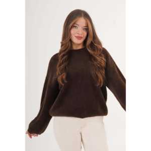 Suéter Holgado y Esponjoso Color Café para Mujer, Venta al Por Mayor - Product Image 2