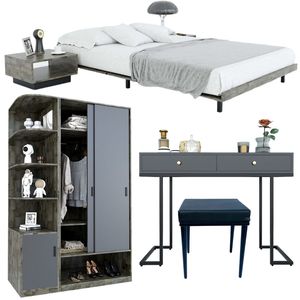 Ensemble de meubles de chambre en bois massif PN015, style antique, pour salon/entrepôt, avec fonctions extensibles et de rangement - Product Image 1