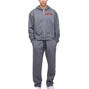 ชุดวอร์มผ้าฝ้ายมีฮู้ดสำหรับผู้ชายชุดวอร์ม2ชิ้นสำหรับใส่วิ่งจ๊อกกิ้งเสื้อวอร์มไซส์ใหญ่พิเศษมีซิปพิมพ์โลโก้ได้ตามต้องการ - Product Image 1