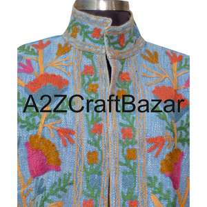 Blouson Bomber Luxe pour Femme en Suzani Fait Main, Style Bohème, Hiver, Tissu en Coton Tricoté Écologique, Respirant, Volants Floraux, Festivals - Product Image 3