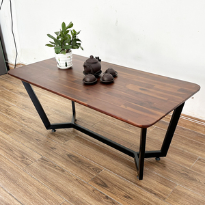 Mesa de Salón Rectangular Moderna de Madera de Acacia con Patas de Hierro 100x50x45cm-TT68222 - Product Image 6
