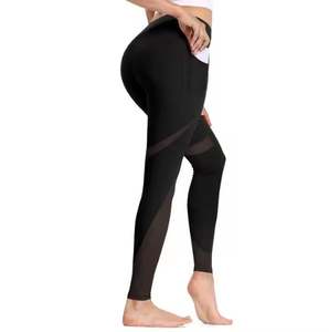 Leggings de yoga en coton de haute qualité pour femmes pantalon de course d'entraînement de gymnastique en maille sans couture personnalisable avec poches d'impression numérique - Product Image 5