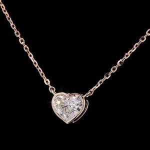 Collar de diamantes cultivados en forma de corazón de 1,02 quilates, colgante ligero de oro rosa de 14 quilates, joyería de claridad VVS VS para mujer - Product Image 6