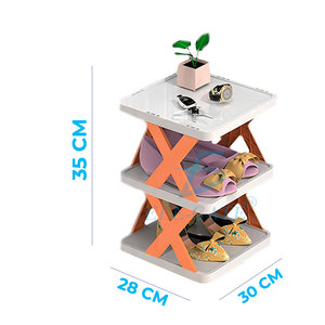 Scarpiera Doppia in Plastica Moderna e Minimalista con Tavolino Accessorio, Convertibile, Pieghevole e Facile da Montare, Arredamento per la Casa - Product Image 2