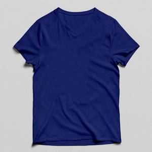 T-shirts manches courtes couleur unie coupe ajustée à col en V en coton avec impression - Product Image 5