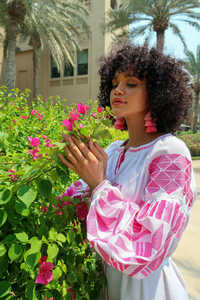 Verano Ucrania bordado tejido lavable mangas completas hasta el suelo cintura Natural vestido de alta calidad para mujeres - Product Image 3