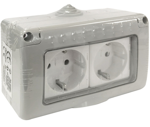 ปลั๊กกันน้ำแบบคู่ TTL พร้อมฝาปิด IP55 16A 250V (B&B 041007) - Product Image 1