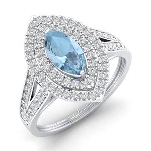 Reyes แหวนแต่งงานอัญมณีพลอยสีขาว14K 1กะรัตทำด้วยมือสำหรับผู้หญิงแหวนหมั้นเพชรธรรมชาติ - Product Image 1