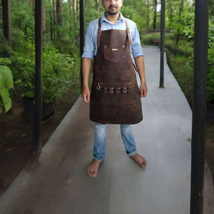 ผ้ากันเปื้อนงานเชื่อมหนัง cowhide ผ้ากันเปื้อนแนวอุตสาหกรรมทนทานต่อการเชื่อมหนังแบบแยก - Product Image 6