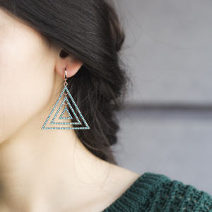 หินเทอร์ควอยซ์ดีไซน์ทรงสามเหลี่ยม925เทอร์ควอยซ์แบบตุรกีต่างหูแบบประณีต - Product Image 2