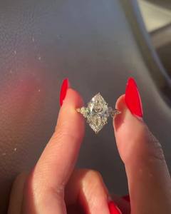 Bague de fiançailles vintage en forme de marquise avec CZ, 6x12 mm, plaquée or jaune, bijoux de mariage raffinés pour femmes, vente en gros d'usine - Product Image 2