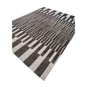 AKWL-1659 Alfombra de Lana Anudada a Mano, Diseño Geométrico Gris y Negro, para Sala de Estar, Pasillo, Entrada, Estilo Rompecabezas Rectangular, Nueva - Product Image 2