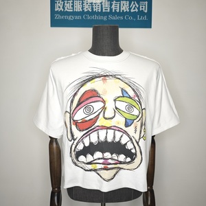Camiseta Oversize de Algodón 100% de Alta Calidad con Cuello Redondo, Diseño Estampado Desgastado y Estilo Hombro Caído para Streetwear - Product Image 3