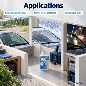 Detergente Concentrato per Parabrezza 1L, Solvente Antigelo per Parabrezza, Rimuovi Insetti e Pellicole Stradali per Auto, OEM, Confezione Bulk - Product Image 3