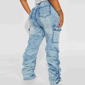 กางเกงยีนส์แฟชั่นทรงตรงเอวสูง 6 กระเป๋า ระบายอากาศได้ดี สำหรับผู้หญิง ใส่สบายในช่วงฤดูร้อน - Product Image 5