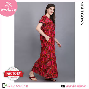 Vestido de noche largo de mujer de algodón 100% al por mayor, ropa de dormir de calidad superior con logotipo personalizado para el hogar para verano y primavera - Product Image 4