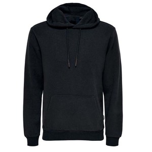 Sudadera con Capucha Negra Sólida para Hombre, Corte Regular, Algodón French Terry, Informal, con Bolsillo Delantero, para Otoño - Product Image 5