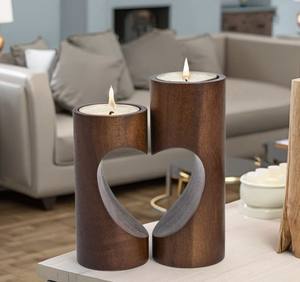 เชิงเทียนทำจากไม้ธรรมชาติของตกแต่งบ้านไร่แบบชนบทสำหรับห้องนั่งเล่นถ้วยน้ำชาทำด้วยมือของขวัญชิ้นกลาง - Product Image 2