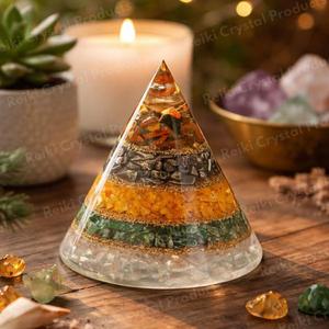 Feng Shui <b>Crystal</b> <b>Orgone</b> Pyramid Wealth Money Magnet for Abundance Prosperity & Positive Energy 90 mm - Product Image 1