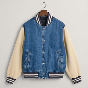 Veste universitaire en jean personnalisée pour hommes avec logo à l'avant vente en gros Veste pour hommes décontractée en plein air d'hiver imprimée Letterman - Product Image 5