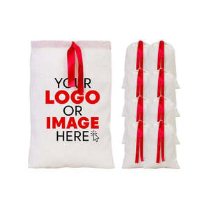 Personalized 8x12 Inches (20x30 Cm) <b>Fabric</b> Pouch <b>Bag</b> with Red Ribbon Screen Printing Embroidery Logo for Craft Wig Packaging - Product Image 2