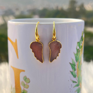 Boucles d'oreilles pendantes en forme d'ailes de pierre de lune pêche véritable, plaquées or 18 carats, vente en gros, bijoux de qualité supérieure, idéal pour un cadeau - Product Image 3