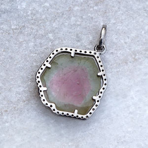 สร้อยคอจี้เงินแท้925,เครื่องประดับจี้เพชรสีน้ำตาลพลอยทัวร์มาลีนแฮนด์เมด - Product Image 3