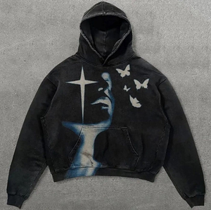 Sweat à capuche imprimé bouffant sur mesure Streetwear lavage à l'acide survêtement pantalon de survêtement évasé et ensembles de sweat à capuche court à capuche pour hommes - Product Image 3