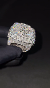 Anillo de Plata de Ley 925 con Diamantes de Moissanita VVS en Forma Cuadrada, Estilo Hip Hop, Lujoso, para Hombre y Mujer - Product Image 3