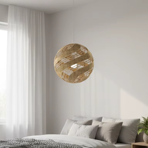 Lampe suspendue moderne en bambou pour salon, légère et durable, 100% faite à la main pour une utilisation intérieure et extérieure - Product Image 3