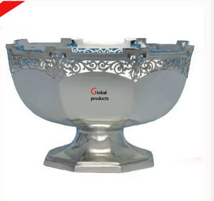 Cuenco de Ramadán blanco y dorado de metal de aspecto único con soporte de diseño de hojas para restaurante de hotel - Product Image 4