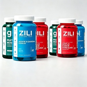 Gummies véganes sans gluten à marque privée avec Ashwagandha, ACV, Matcha, Cognizin, Vitamines <span class=keywords><strong>B12</strong></span> et D2 pour le soutien intestinal, cérébral et anti-stress - Product Image 1