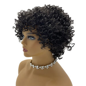 ขายส่งวิกผมแอฟโฟร่คลื่น15นิ้ว247กรัม,วิกผมธรรมชาติลอนสั้นลูกไม้สีดำพร้อมผมม้าสำหรับผู้หญิงและผู้ชาย - Product Image 4