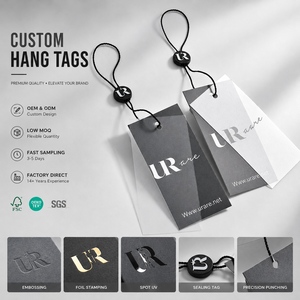 Cartellini Trasparenti in PVC con Logo Stampato Personalizzato per Abbigliamento, Set di Cartellini di Lusso Pendenti con Spilla e Cordino di Design in Carta per Vestiti - Product Image 1