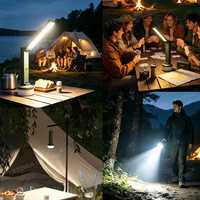 Projecteur LED Solaire Portable ETD-730 Haute Luminosité, Lampe de Secours à Main 3-en-1 avec Batterie Externe pour Camping, Randonnée, SOS
