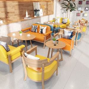 Modern Solid Wood <b>Restaurant</b> Furniture <b>Set</b> Upholstered Booth Seating Round Table Cafe Dining <b>Set</b> Commercial - Product Image 3