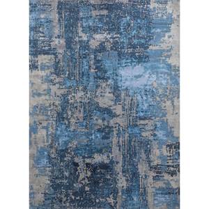 Tapis Kavi bleu noué à la main en laine et soie de bambou, collection Project Error, motif abstrait pour usage domestique Esk-439 - Product Image 1