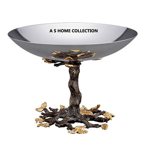 Grande taille décoration de la maison dessus de table bol en métal en laiton décoratif finition antique vaisselle bol de service ensemble de 2 - Product Image 4