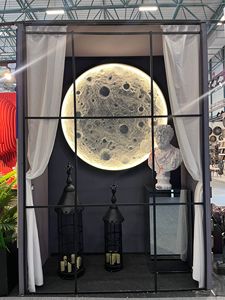 Colores personalizados 3D textura hecha a mano pintura al óleo LED relámpago Luna para Hotel sala de estar decoración para las paredes lienzo Base hogar pared arte - Product Image 2