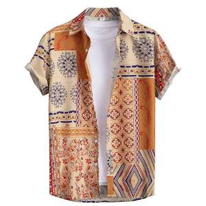 เสื้อยืดผู้ชายสีพื้นแขนสั้นแต่งกระดุมแฟชั่น - Product Image 3