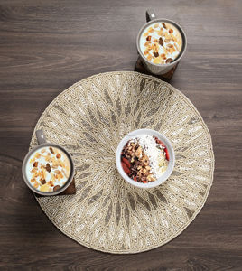 Set of Handcrafted Round <b>Beaded</b> <b>Placemats</b> Durable Glass Cloth Material for Dining Table Wedding Christmas & Family Gatherings - Product Image 3