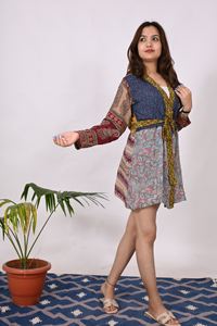 Minivestido de seda para mujer, cómodo y elegante, estampado Floral, manga larga, cintura Natural, pantalones cortos de seda tejida, estilo de moda - Product Image 3