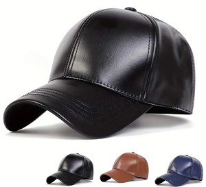 PU Leather Solid Color Baseball Caps Spring and Autumn Outdoor Adjustable Casual Hats <b>Sunscreen</b> Hat - Product Image 2